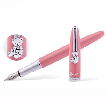 Picasso 922 Елегантен дама стил Теди серия розов фонтан писалка сребро 0.5mm фин писец подстригване мастило писалка луксозен писане подарък писалка комплект