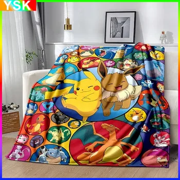Pikachu отпечатано одеяло Детска училищна обедна почивка Cover Blanket Digimon Flannel Blanket Топло и удобно