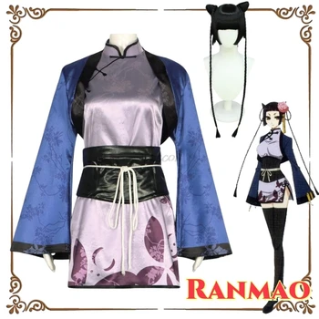 Ranmao японски аниме черен иконом косплей костюм дрехи и перука косплей китайски стил Cheongsam жени Хелоуин костюми