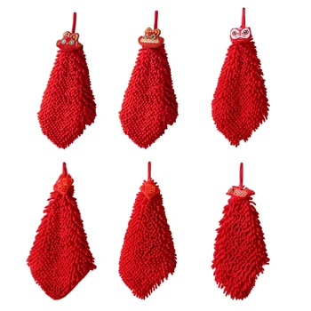 Red Hands Towel Red Wipe Cloth Chenille Cleaning Cloths Absorbent Eco-Friendly Chenille Material Home Аксесоар за баня