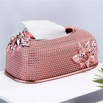 rose шарени тъкан кутия комплект с европейски лукс позлатен правоъгълник подходящ за хол, баня, тоалетка, нощно шкафче