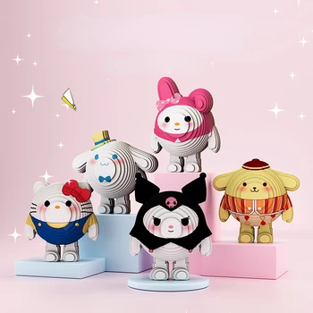 Sanrio триизмерен Kuromi Hello Kitty Моята мелодия Cinnamoroll DIY хартия пъзел фигура детски образователни играчки орнаменти