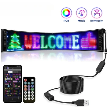 Smart LED матрица пиксел панел Bluetooth ап контрол превъртане ярки рекламни знаци водоустойчив USB 5V LED кола знак дисплей