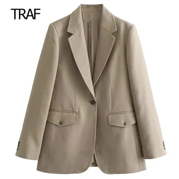 TRAF кепър блейзър дамски блейзър шивашки есен 2023 дълъг ръкав топ нов в връхни дрехи офис облекло за жени професионален