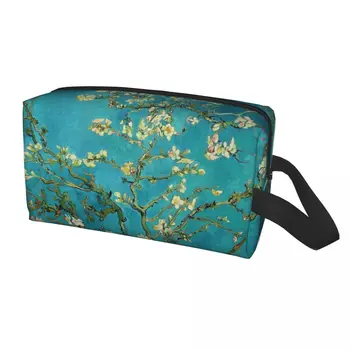 Vincent Van Gogh бадемови цветове козметична чанта жени голям капацитет цъфтящи бадемово дърво грим случай красота съхранение тоалетни чанти