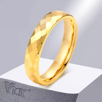  Vnox 2mm / 4mm волфрамов пръстен за жени, анти надраскване метална лента за пръсти, ромб геометрична изрязана повърхност сватбена лента, класически бижута