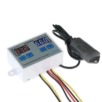 XK-W1099 Двоен дисплей цифров контролер за влажност на температурата DC 12V 24V AC 110-220V термостат Humidistat регулатор инкубатор