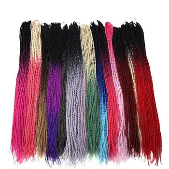 Амир Дълга кутия за плетене на една кука плитки Сенегалски Twist Синтетични плетене на косата Разширения за жени Вълна коса за африкански плитки