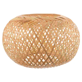 Бамбукова висулка Light Shade Ратан кошница полилей лампа сянка тъкани осветление крушка клетка охрана селски висящи осветителни тела