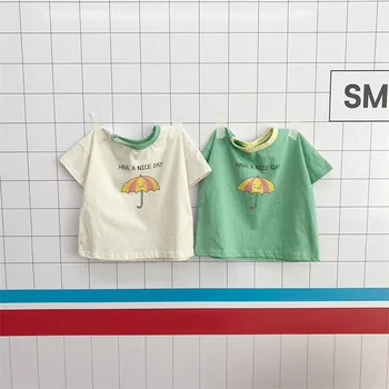 бебе момиче карикатура тениска меки чадъри печат долна риза малко дете момчета памук мода писмо пуловер върховете пачуърк тениски