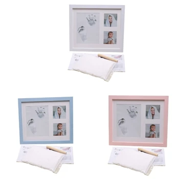 Бебешки комплект за ръка и рамка за отпечатък с глина и дървена пръчка Аксесоари за сувенири за новородено