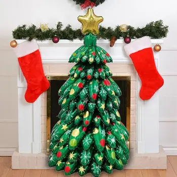Висок Коледа надуваеми дърво декорации Коледно дърво двор декор със звезда Treetop DIY коледно парти доставки дърво