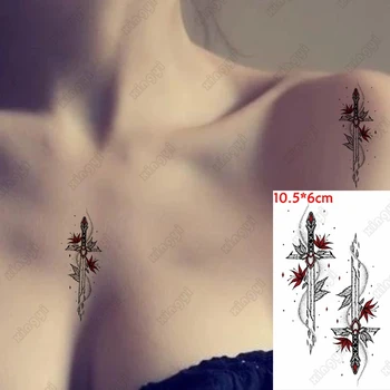Водоустойчив временен стикер за татуировка Цветя Меч кръст момичета флаш Tatoo ръка китката вода трансфер фалшив Tatto боди арт жени мъже