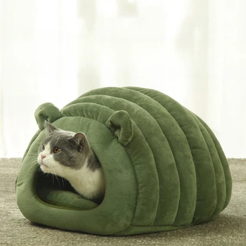 Гнездо за домашни любимци със зимна топлина Полузатворено котешко легло Японски дизайн кучешко легло