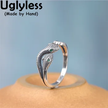 Грозен Ухапете се Творчески змийски пръстени за жени Тайландски сребърни животни бижута 925 Сребърни змии Отворени пръстени КЪСМЕТ Подаръци
