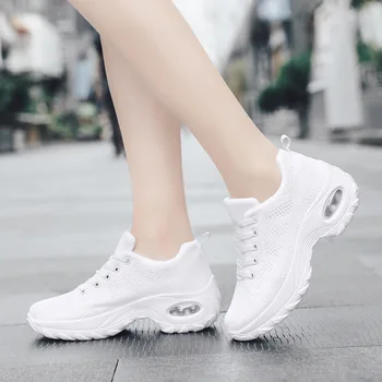 Дебели подметки квадратни танцови обувки за жени обувки за бягане спортни здрави обувки за ходене въздушна възглавница танц призрак стъпка танц модерен