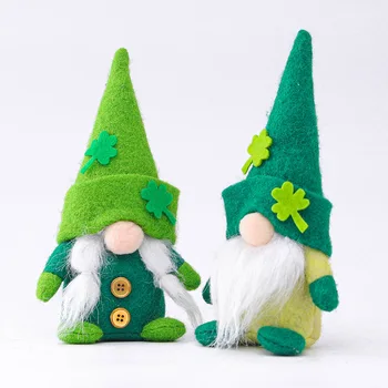 Ден на Свети Патрик Зелена шапка кукла Ирландски ден детелина Безличен старец Ден на зелените листа Декоративни орнаменти