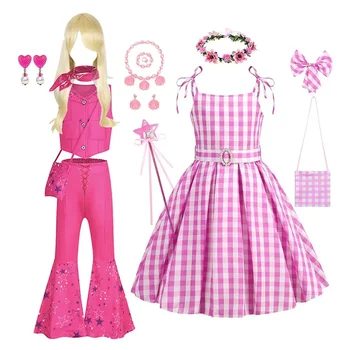 Деца Барби косплей костюм момиче рокля без ръкави принцеса парти рокли малко дете сладко каре облекло за 3-12 години деца момиче