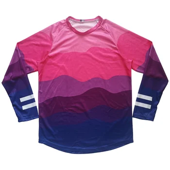 Дълъг ръкав мотокрос колоездачно джърси, MX велосипедна риза, розово синьо, мотоциклетна риза, MTB велосипед спускане носят дрехи, планина Mx