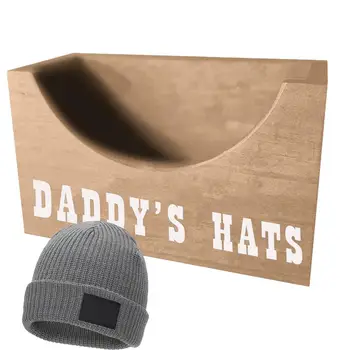 Дървен татко шапка стойка дървена шапка притежател бейзболна шапка притежател капачки организатор капачки стойка шапка притежател за татко татко дядо подарък селски