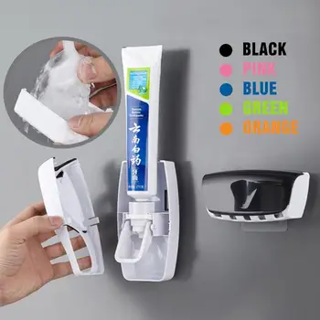 Държач за четка за зъби Автоматични комплекти дозатори за паста за зъби Прахоустойчив лепкав смукателен стенен монтаж за изстискване на паста за зъби за баня