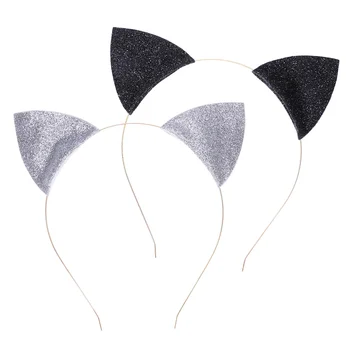 Европейски и американски детски панделки за коса за момичета черни ленти за глава жени котка ухо обръч