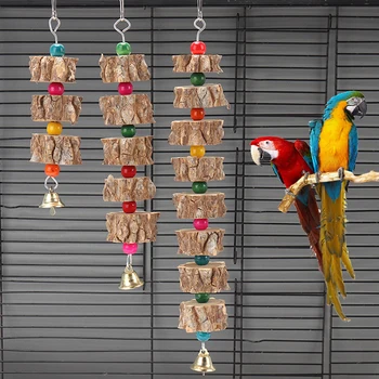 Естествен дървен папагал птица играчка дърво папагал дъвчете играчка дъвчене картон унищожи птици играчка птица клетка декорация птица доставки D9252