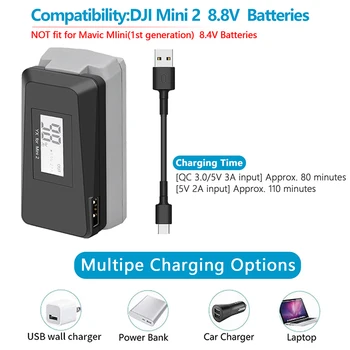 За DJI Mavic Mini 2 зарядно устройство за батерии LED дисплей екран USB QC3.0 бързо зареждане хъб адаптер база за Mini2 Drone аксесоари комплект