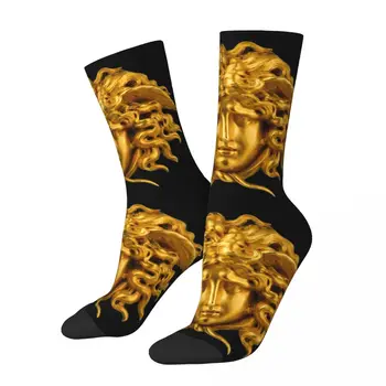 Зимни топли ретро мъжки елегантни шик френски златни коси Медуза маска чорапи митологично гръцки дишаща екипажа чорапи