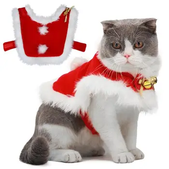 Коледа дрехи за домашни любимци за кучета Коледа Санта котка костюм топла котка нос наметало кадифе кученце нос коте малко куче облекло