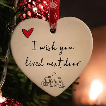 Коледна висяща украса Керамични сърдечни занаяти Робинс се появяват любов висулка Коледно дърво висулка орнамент за Коледа Нова година 2024