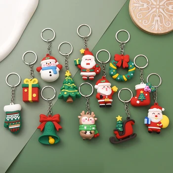 Коледна серия Дядо Коледа коледно дърво ключодържатели за раници висулка сладък лосове кукла ключодържател за деца приятели подарък