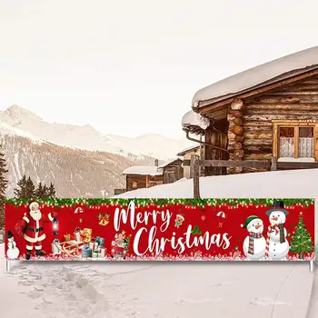 Коледна стена за многократна употреба Весела Коледа с Дядо Коледа Снежен човек подарък кутия печат празнична вътрешна / външна коледна украса доставки