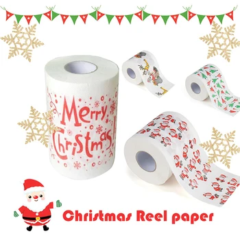 Коледна хартиена украса за дома Коледна тоалетна хартия Дядо Коледа елени Коледа Коледа Ноел Навидад 2021 Новогодишен подарък 10 * 10 см