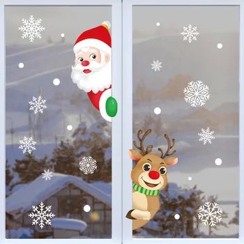 Коледни стикери Коледни орнаменти декорация домашен декор Коледа Снежинка Дядо Коледа Стъклена врата Витрина стикер Нова година