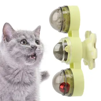 Котка въртяща се вятърна мелница играчка преносима котка интерактивна пъзел обучение грамофон вятърна мелница предене топка играчка за котка груминг масаж