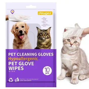 Куче баня измиване ръкавици 10pcs куче къпане ръкавици не изплакване измиване Спа котка кърпички чисти за кучета почистване ръкавици нетъкан текстил