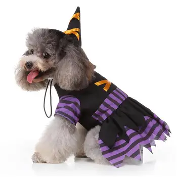 Куче Хелоуин костюми Сладки лилави кучета меки дрехи с регулируема шапка машинно миещи се косплей дрехи за парти услуги