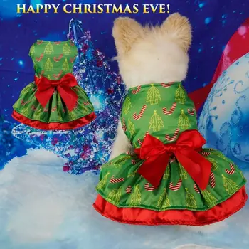кученце Коледа куче рокли сладък коледни елхи модел коте котки костюм полиестер домашен любимец печатни пола
