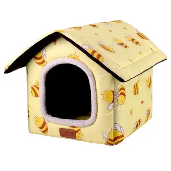 Кучешка къща Вътрешна затворена топла плюшена спалня гнездо легло сгъваема неплъзгаща се сгъстена развъдник мат котка палатка подслон Дръжте топло в балкон