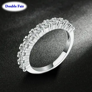 Луксозен сребърен цвят кубичен цирконий половин кръг паве пръст пръстени мода сватба &годежен пръстен бижута за жени DWR589