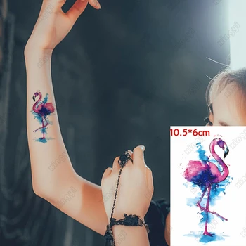 Малък размер водоустойчив временен стикер за татуировка Синьо фламинго заек животни момичета Tatoo вода трансфер флаш Tatto мъж жена