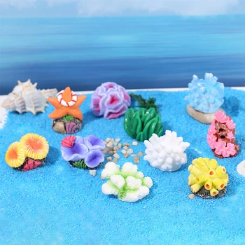 Мини смола симулирани корали водорасли аквариум декорация занаят миниатюрни фигура орнамент за фея градина микро пейзаж
