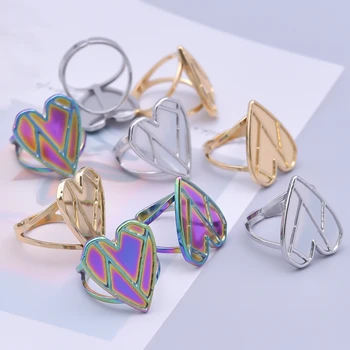 Мода Проста секция Сърце златен цвят покритие пръстен за жени пръстени подарък парти бижута за приятелка на едро подарък