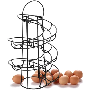 Модерен железен спирален държач за яйца Арт дисплей Ресторант кошница за съхранение багажник Deluxe спирала дозатор кошница ролкова стойка 24 яйца
