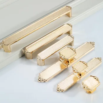 Модерни прости дръжки и копчета за кухненски врати Цинкова сплав твърди дръжки шкаф матирано злато чекмедже дърпа мебели хардуер