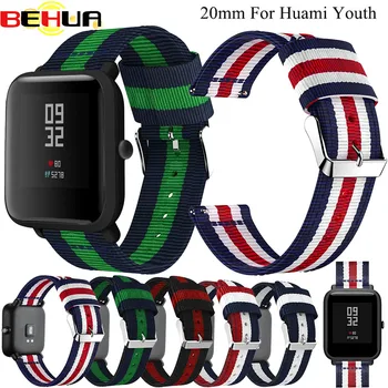 Найлонова лента за xiaomi Amazfit Bip Младежки смарт часовник лента 20mm за Samsung Gear S2 гривна за Huami Youth Bip Bit каишка за китка