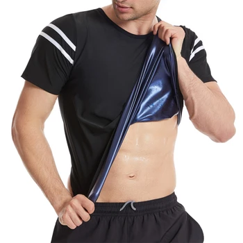Нов мъжки потен тялото оформяне дрехи плътно прилепнали спортни риза корсет кръг врата фитнес къс ръкав