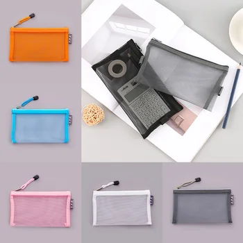 Нова проста прозрачна мрежа козметична чанта за съхранение Clear Zipper молив случай найлон грим торбичка преносими пътуване тоалетни принадлежности чанта