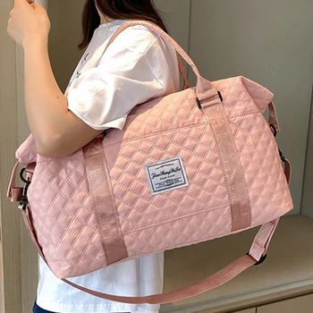 Нова сгъваема пътническа чанта Ватирана памучна фитнес йога чанта Жени Розова чанта за жени Мокра суха раздяла голяма пазарска чанта чанти Bolso